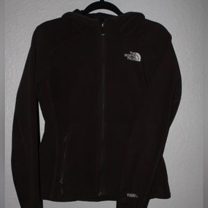 Brown The North face zip up jacket with waffle hoodie. Size M